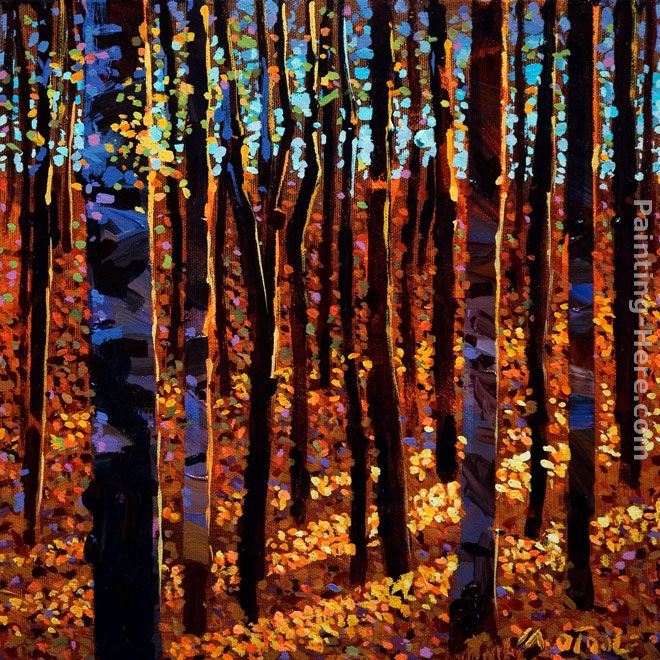 Twilight Time Among Aspens painting - Michael O'Toole Twilight Time Among Aspens art painting
